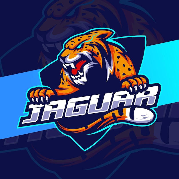 Angry jaguar leopard mascot esport diseños de logotipos