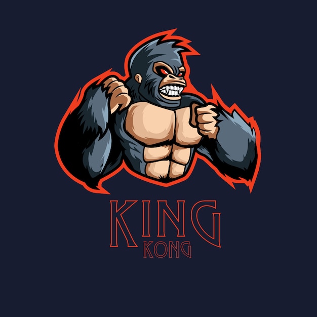 Vector angry kingkong character sports gaming logo mascota