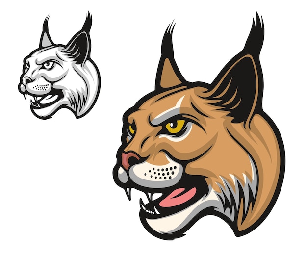 Angry lynx bobcat wildcat mascota animal de dibujos animados