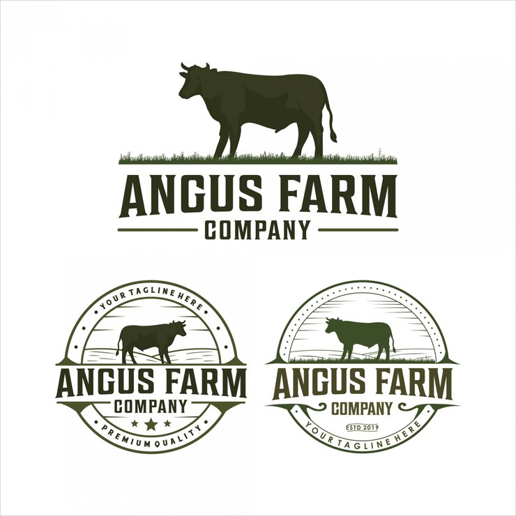 Angus farm vintage logo design