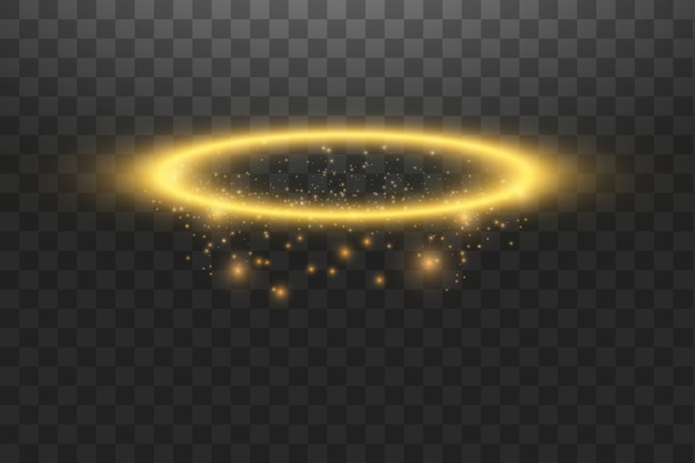 Anillo de ángel halo dorado. Aislado, ilustración vectorial