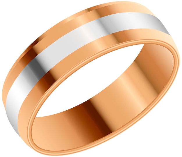 Anillo de boda de oro de metal realista con oro blanco.