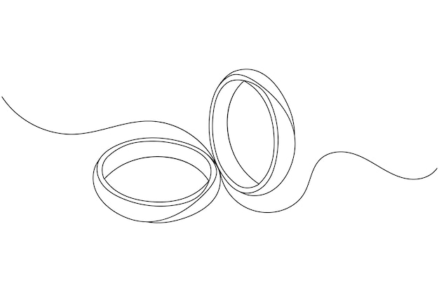 Anillo de bodas ilustración vectorial de estilo artístico de una línea y icono plano de contorno aislado