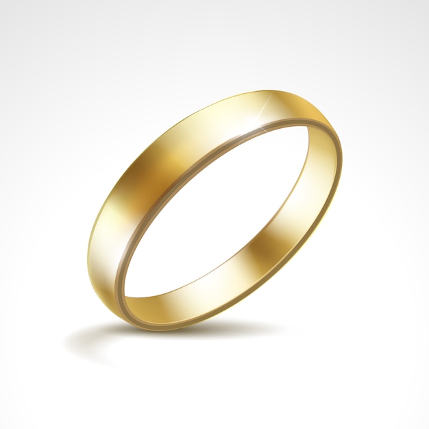 Vector anillo de bodas de oro aislado