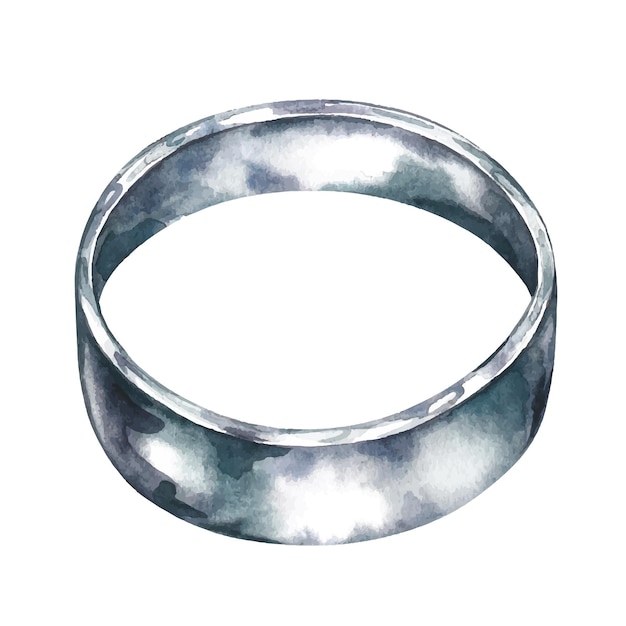 Un anillo de bodas de plata Ilustración de acuarela vectorial Un elemento del diseño de la invitación