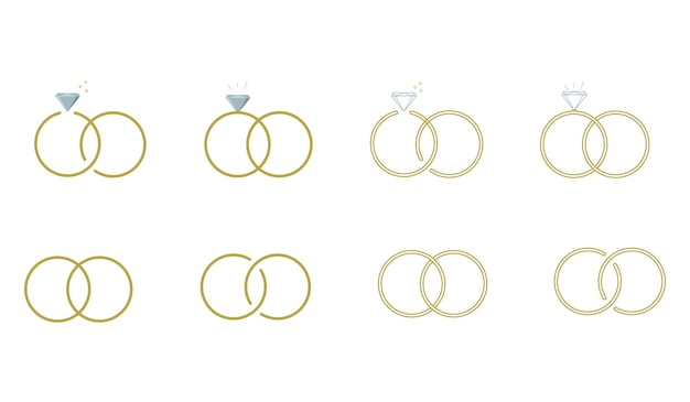 Anillo de bodas con vector de icono de diamante Diseño de novia y novio