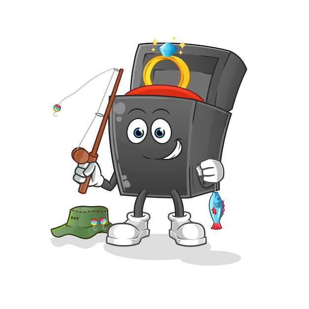 Anillo caja pescador ilustración carácter vectorxA