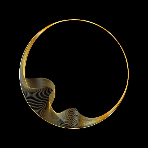 Anillo circular dorado futurista marco de anillo de lujo con borde redondo