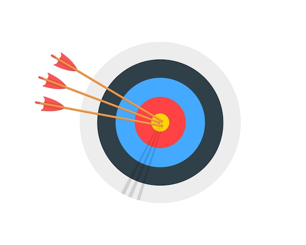 Anillo de destino de tiro con arco con tres flechas que golpean la diana Tablero de dardos de forma redonda Logro de objetivos