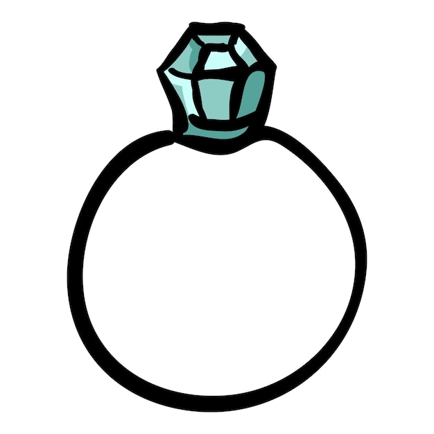 Anillo de diamante dibujado a mano icono de dibujos dibujados