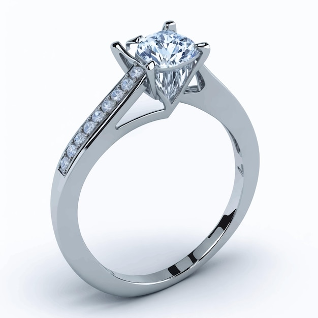 anillo con diamante fondo blanco