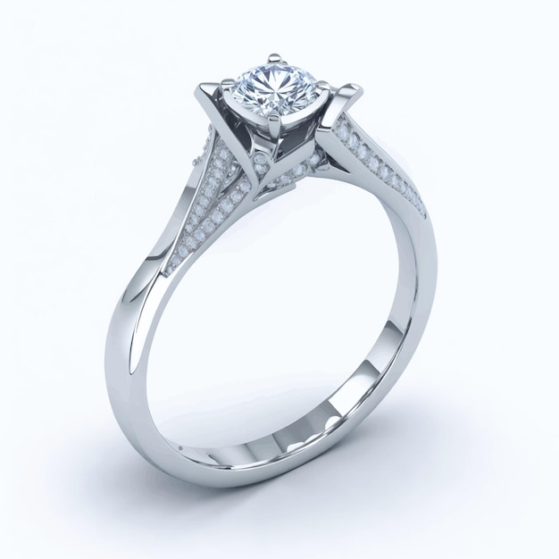 anillo con diamante fondo blanco