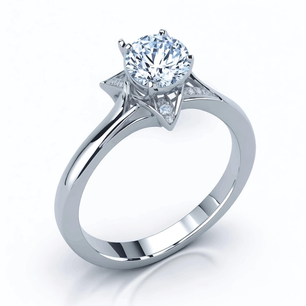 anillo con diamante fondo blanco