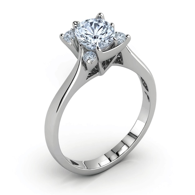 anillo con diamante fondo blanco