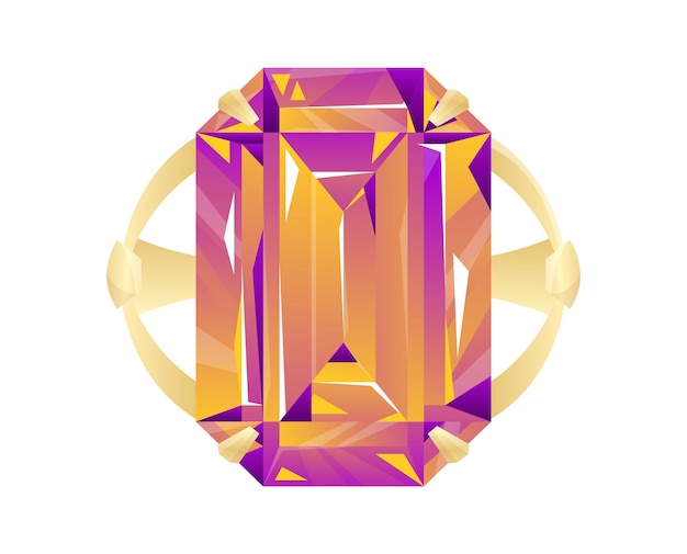 Anillo de diamantes geométricos púrpura y dorado diseño de joyería de lujo con un toque moderno compromiso elegante