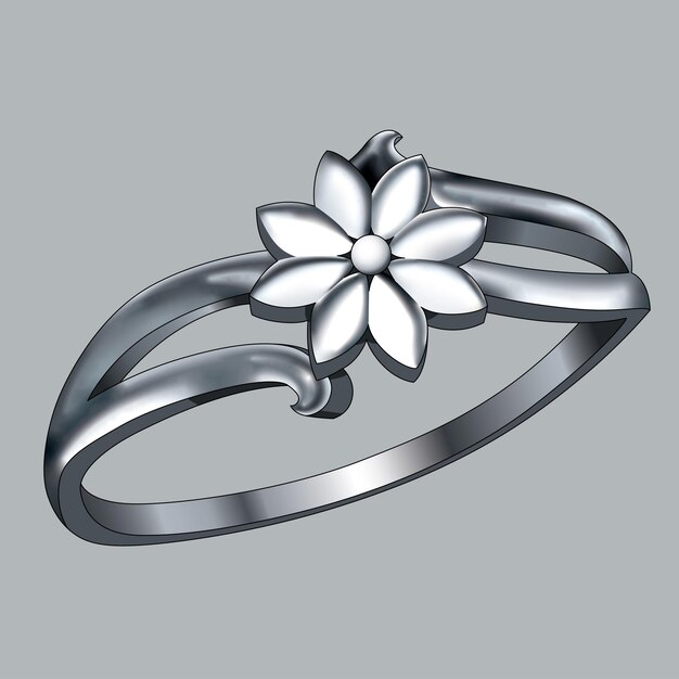 Vector anillo flor de plata