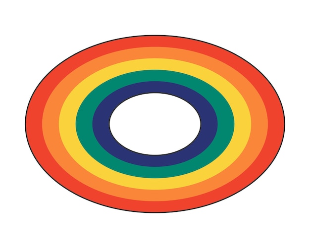 Vector anillo de forma de elipse vintage de espectro ovalado de color arco iris de estilo retro con colores iridiscentes