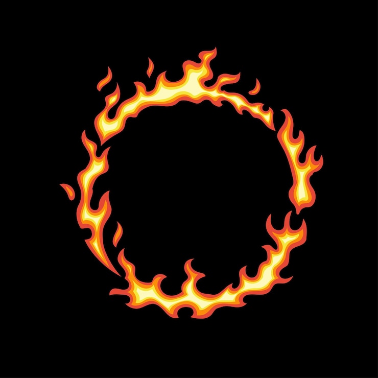 Vector anillo de fuego aislado sobre fondo negro