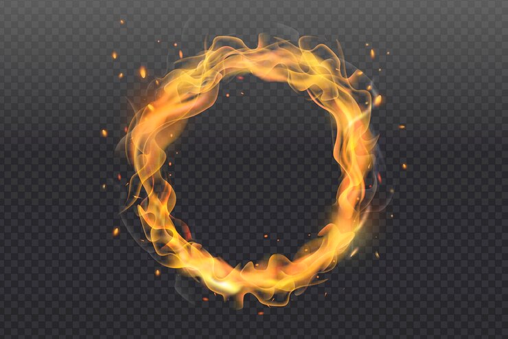 Vector anillo de fuego realista con fondo transparente