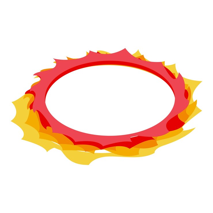 Vector anillo de fuego rojo caliente de llamas quemando el fondo