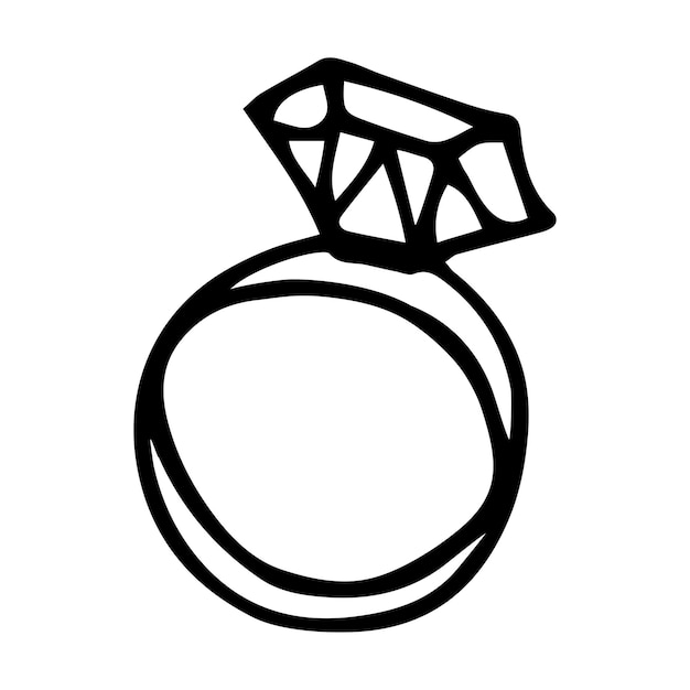 Anillo con ilustración de vector de estilo doodle brillante aislado sobre fondo blanco