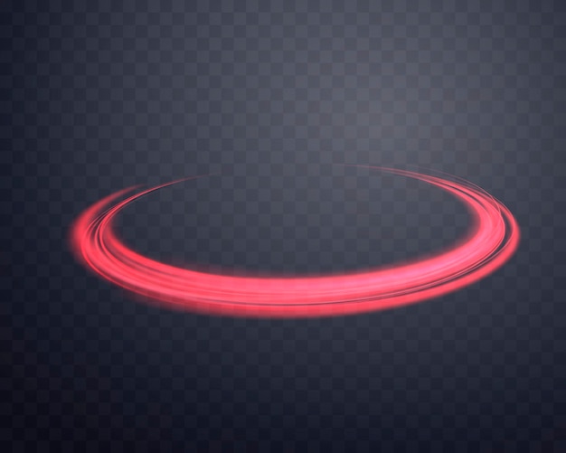 Anillo mágico rojo con brillo de neón anillo de halo de llamarada de energía realista efecto de luz abstracto