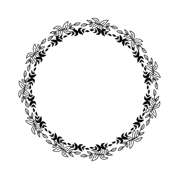 Anillo de marco de flor de borde redondo de círculo floral para adorno de decoración en ilustración vectorial