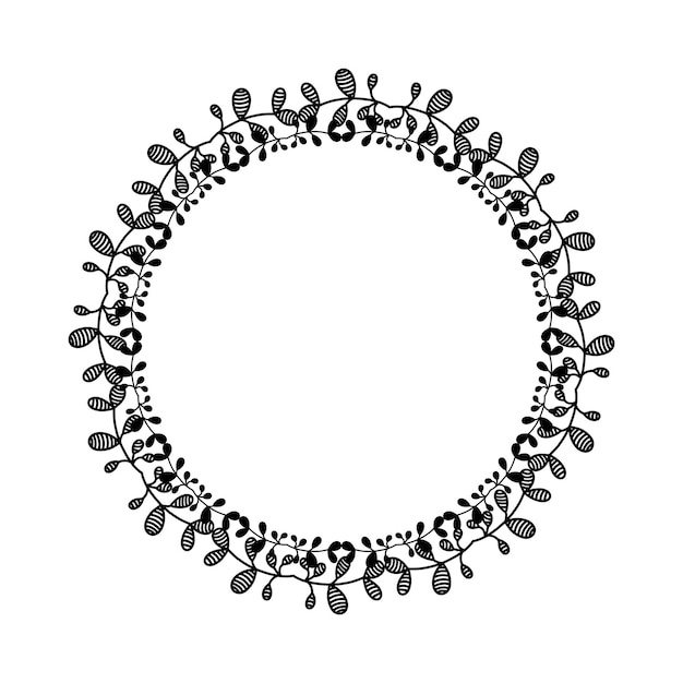 Anillo de marco de flor de borde redondo de círculo floral para adorno de decoración en ilustración vectorial