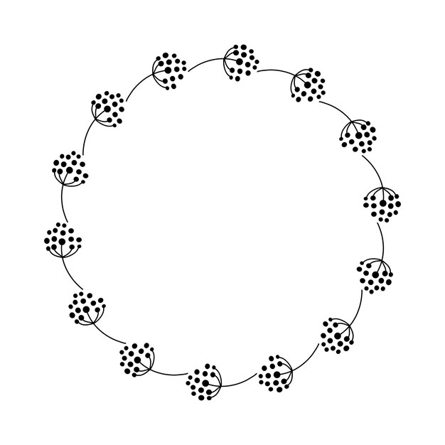 Anillo de marco de flor de borde redondo de círculo floral para adorno de decoración en ilustración vectorial