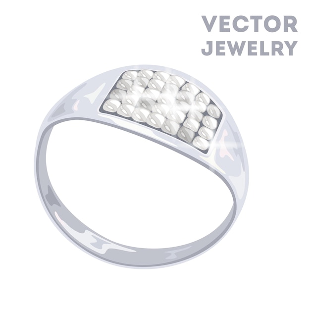 Vector anillo moderno de platino u oro blanco