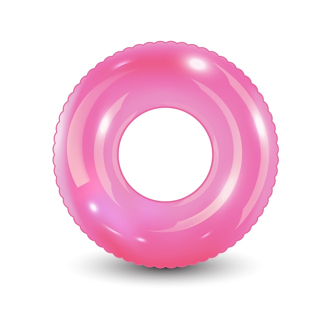 Vector anillo de natación. juguete de goma inflable. ilustración realista de verano. artículo de seguridad de vacaciones o viaje de verano. vista superior del círculo de natación para el océano, el mar, la piscina.