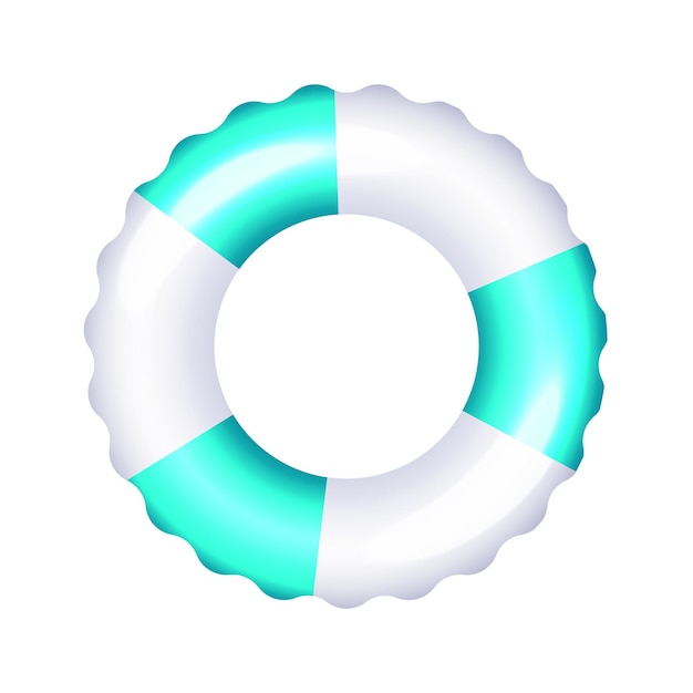 Anillo de natación vectorial turquesa aislado sobre un fondo blanco