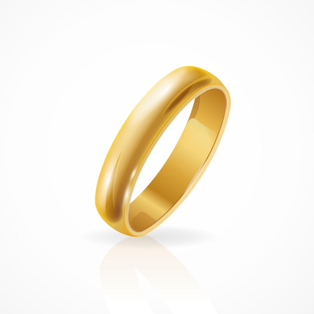 Vector anillo de oro brillante. joyas simbólicas. ilustración vectorial
