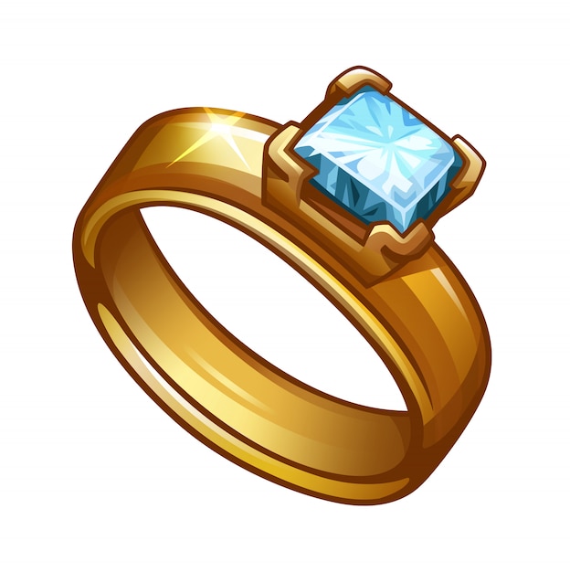Vector anillo de oro con diamante