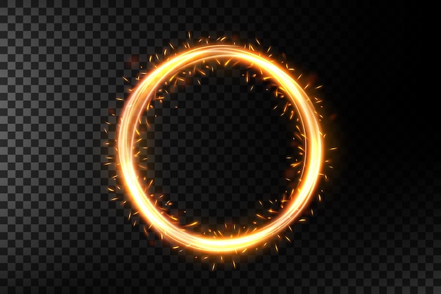 Anillo de oro de fuego con ilustración vectorial de fuegos artificiales