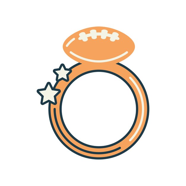 Vector anillo de oro icono del fútbol americano fondo blanco