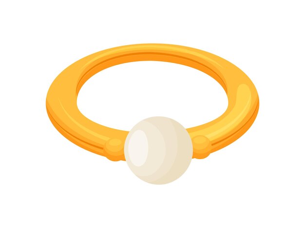 Anillo de oro con una perla blanca Ilustración vectorial sobre fondo blanco