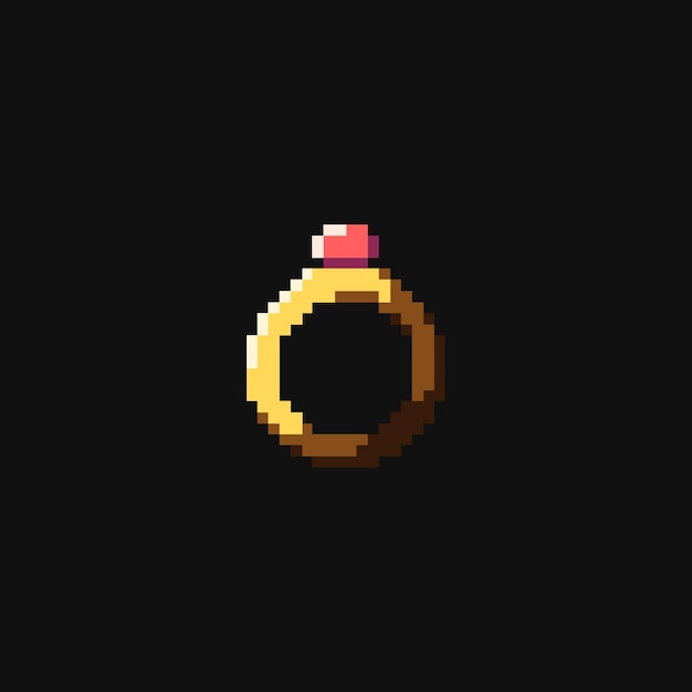 Vector anillo de oro de pixel art para el activo del juego