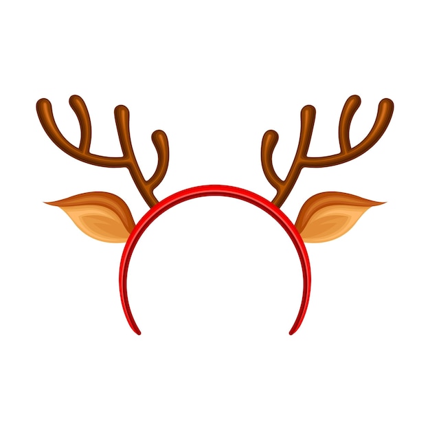 Vector anillo de pelo o cinta para la cabeza con cuernos de ciervo como ilustración vectorial de atributos de carnaval o fiesta