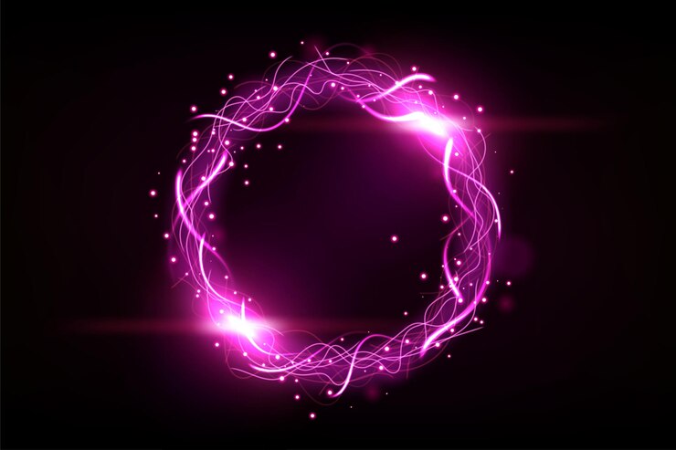 Vector anillo relámpago círculo rosa con efecto chispas. ilustración vectorial de pantalla ancha