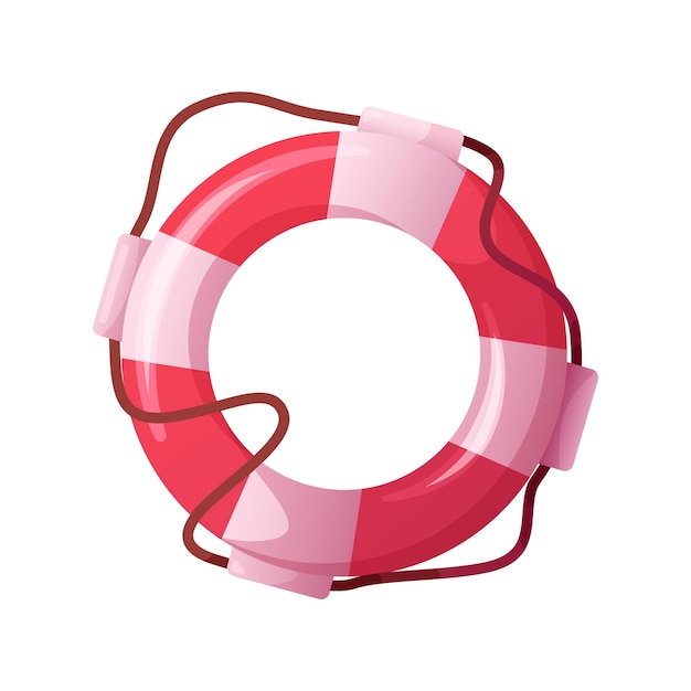 Anillo salvavidas en estilo de dibujos animados Ilustración vectorial aislado en blanco