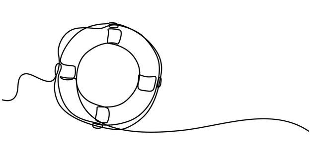 Anillo de vida boya dibujo de línea continua con trazo editable y elementos de color continuo único