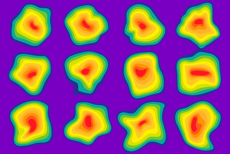 Vector anillos de árboles abstractos concepto de fondo del mapa topográfico vectorial gradación de color del arco iris