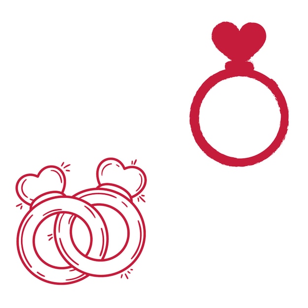 Vector anillos de boda amor corazon