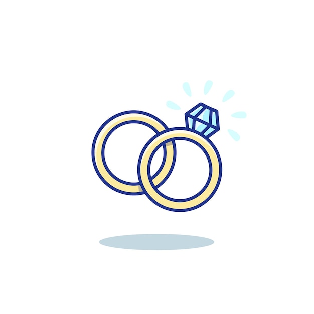 Anillos de boda casarse conmigo ilustración vectorial con pareja de diamantes