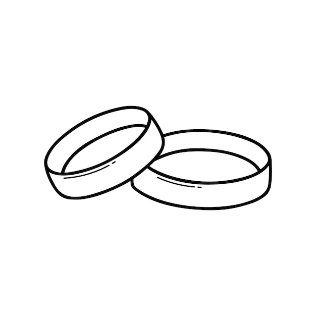 Anillos de boda doodle ilustración de vector dibujado a mano aislado sobre fondo blanco