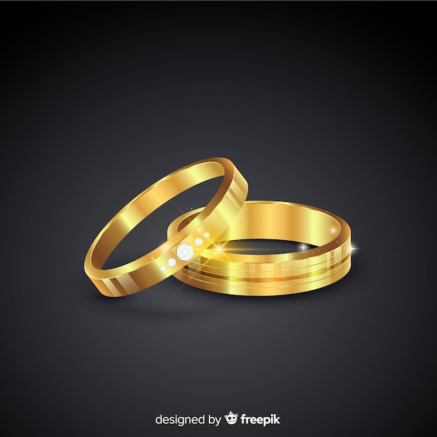 Vector anillos de boda dorados en estilo realista