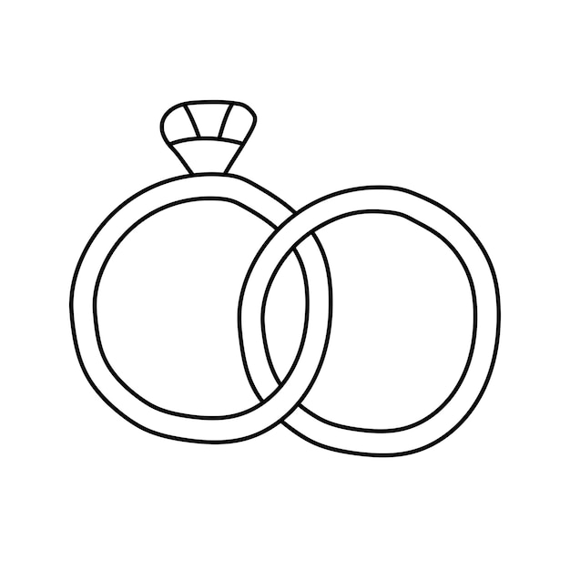 Anillos de boda Ilustración vectorial en estilo doodle