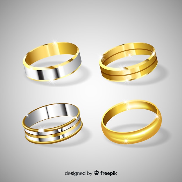 Vector anillos de boda realistas