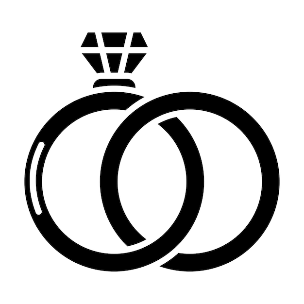Vector los anillos de boda son una ilustración negra sólida